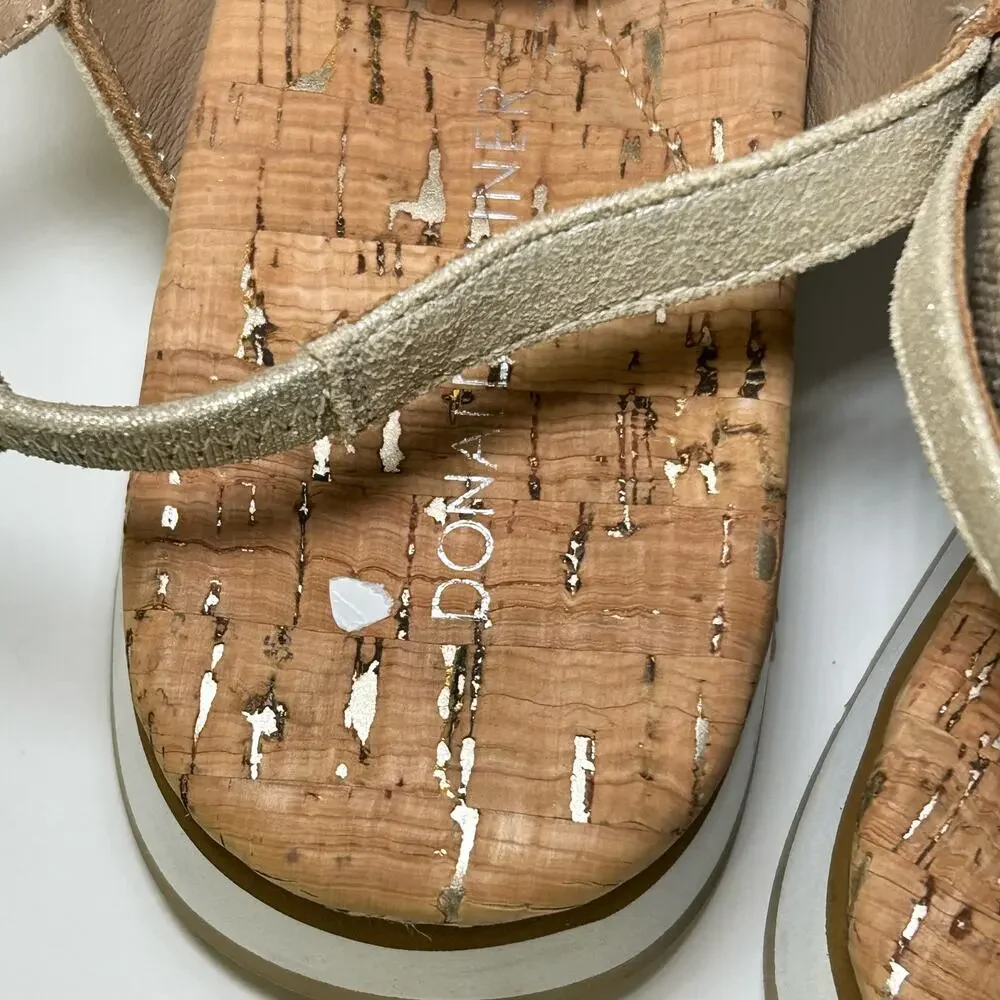 Donald Pliner Shaye Strappy Sandals Shimmer Gold Leather Cork Women's 8